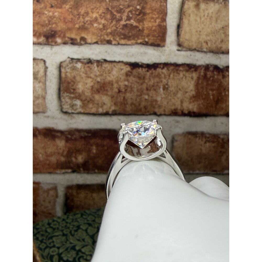 5 Carat TENSION SET Round Cut Moissanite Ring Size 8 Sterling Silver